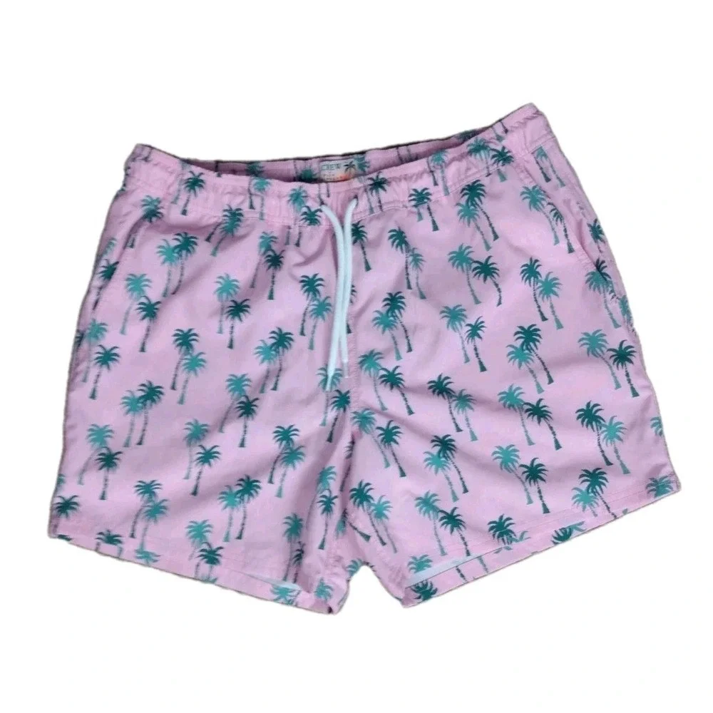 J. CREW Flex Men's Palm Print Swim Wear Shorts Large‎ Pink